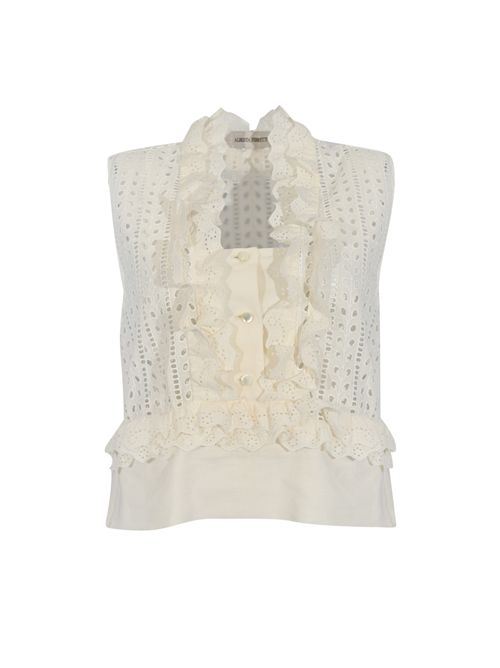 Top senza maniche in pizzo Sangallo di misto cotone e lino ALBERTA FERRETTI | U0808 16230002